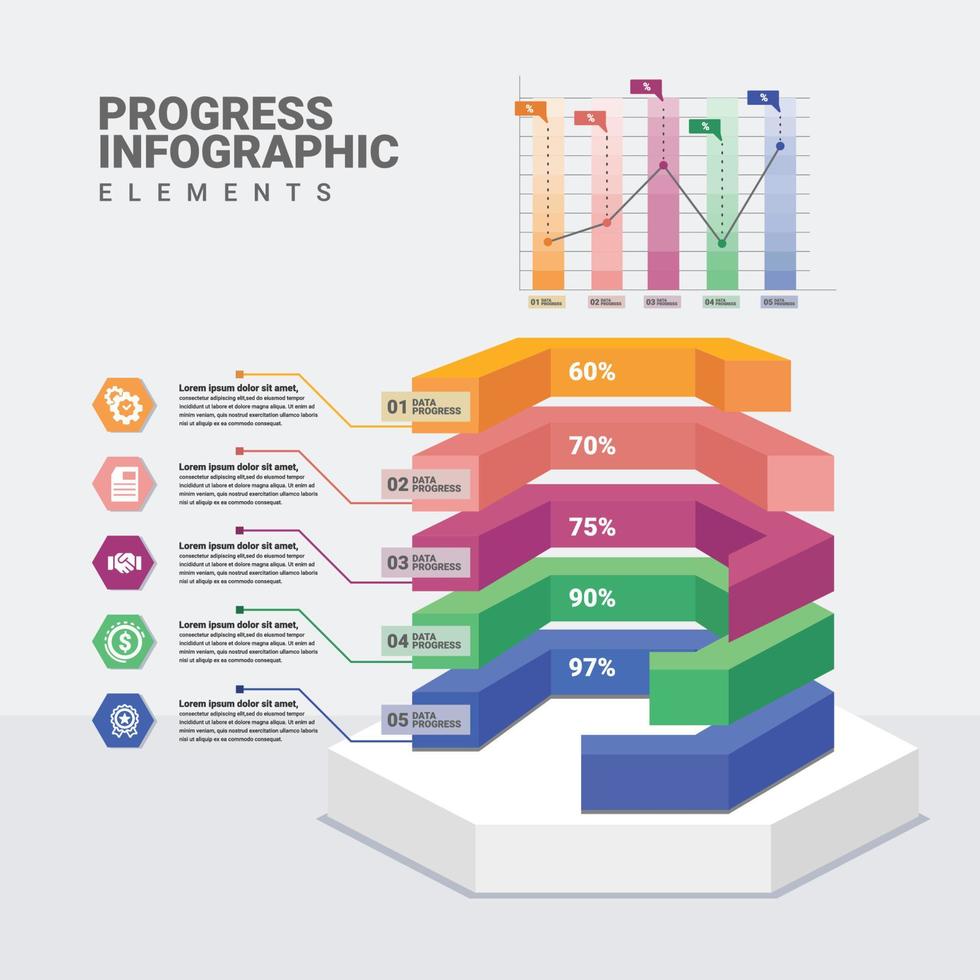 vooruitgang infographic sjabloon vector