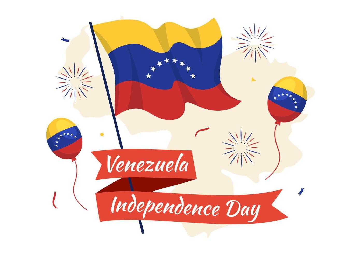 gelukkig Venezuela onafhankelijkheid dag vector illustratie Aan 5 juli met vlaggen, ballon en confetti in gedenkteken vakantie achtergrond hand- getrokken sjabloon