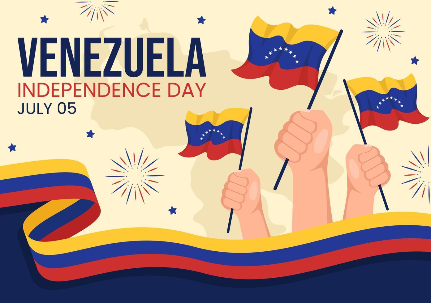 gelukkig Venezuela onafhankelijkheid dag vector illustratie Aan 5 juli met vlaggen, ballon en confetti in gedenkteken vakantie achtergrond hand- getrokken sjabloon