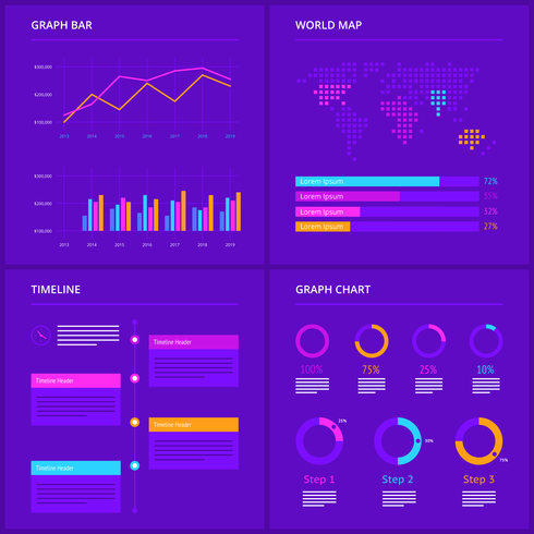 Ultraviolet Infographic elementen vectoren