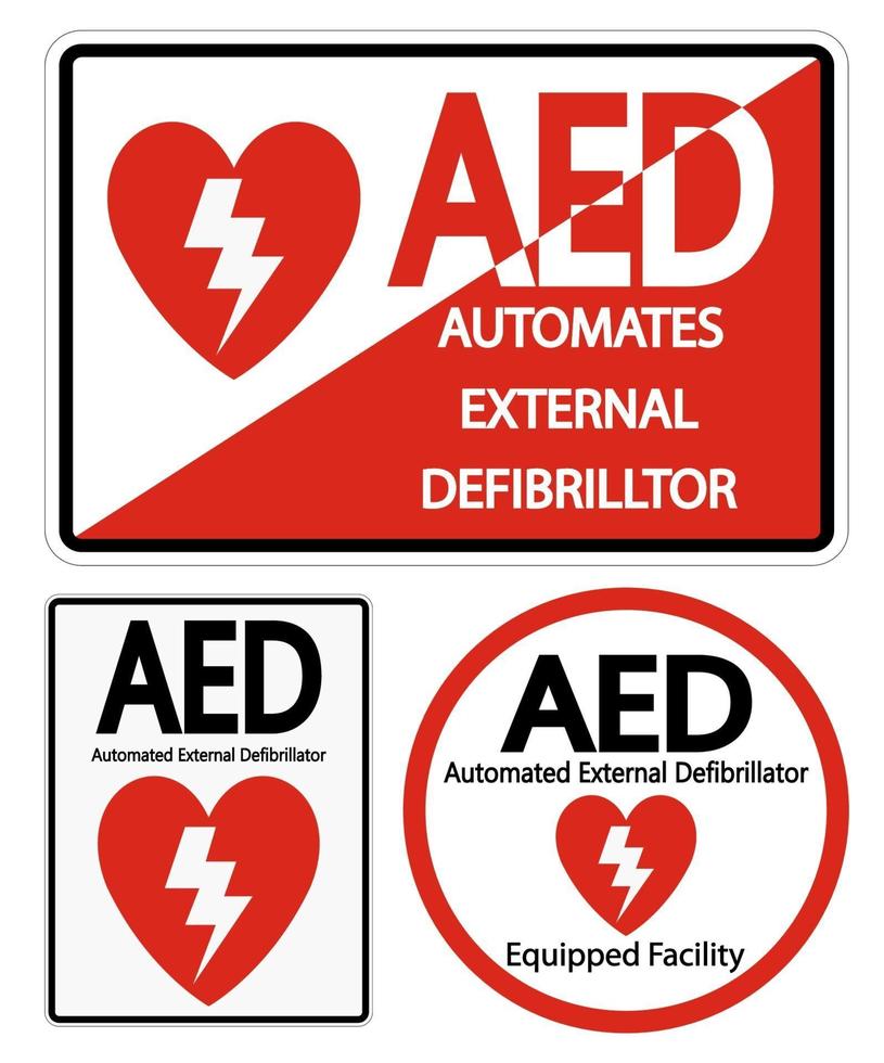 stel symbool aed-tekenetiket op witte achtergrond in vector