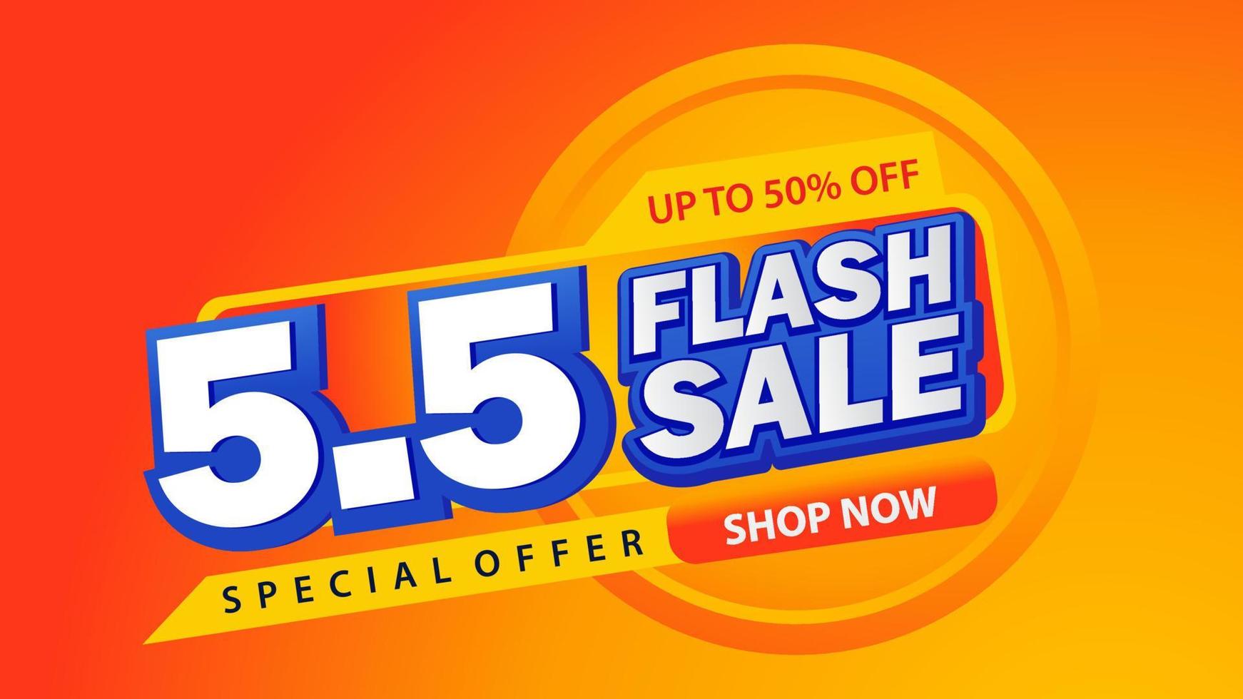 5.5 flash uitverkoop korting sjabloon banier vector