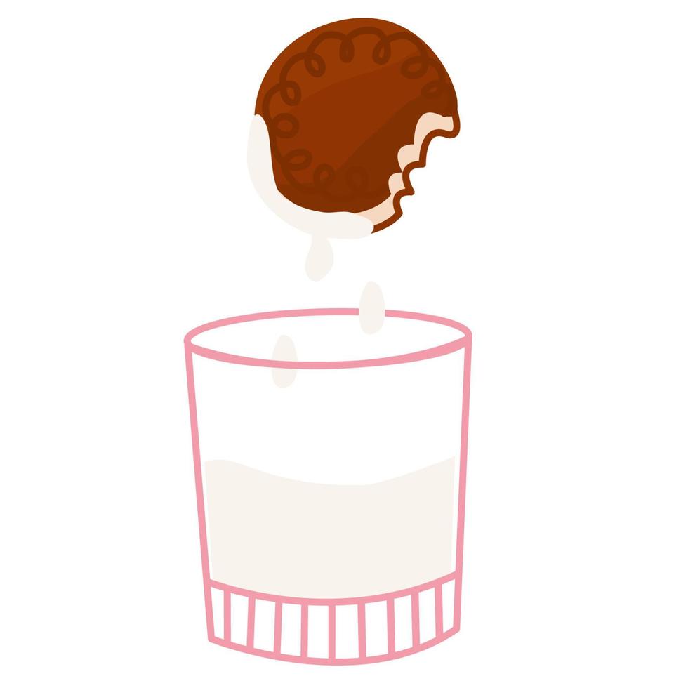 een glas van melk en chocola cookies.nationaal koekjes dag.wereld melk dag. vector