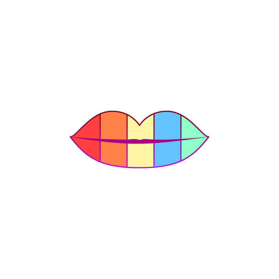 lippen, regenboog, gepikt vector icoon illustratie