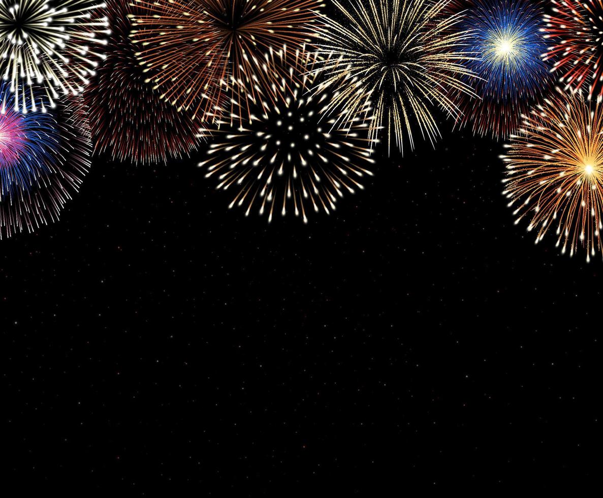 kleurrijk vuurwerk Aan nacht lucht achtergrond vector illustratie