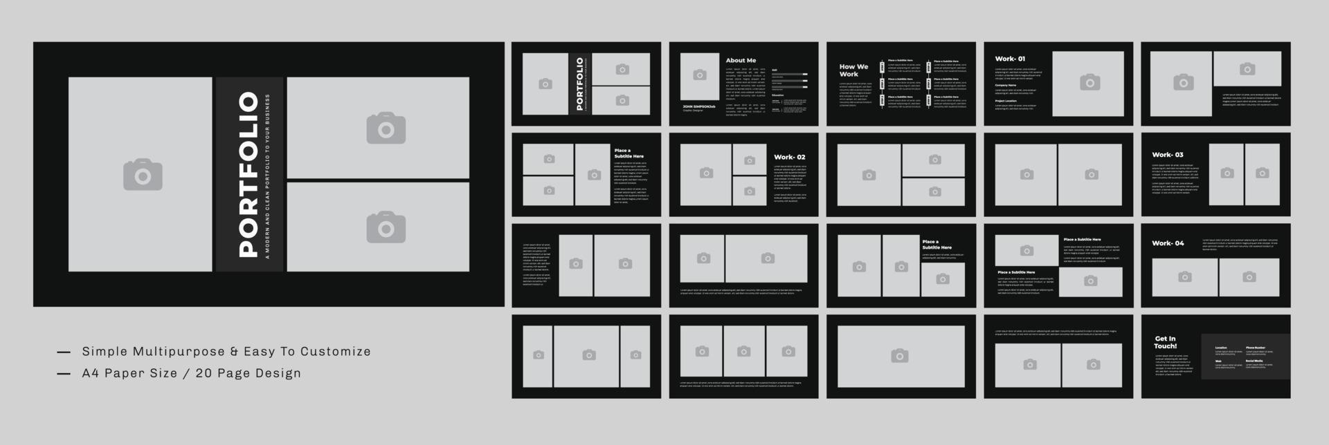 landschap portefeuille ontwerp met zwart en wit vector