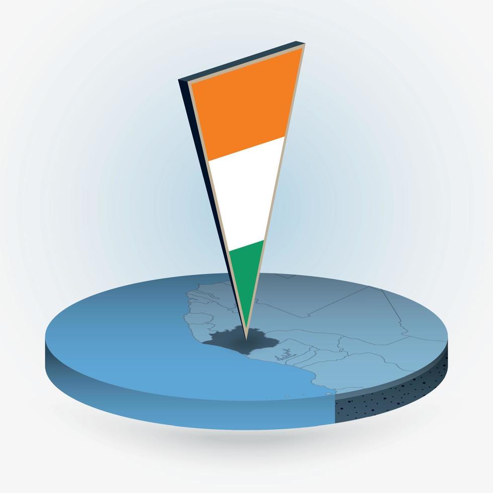 ivoor kust kaart in ronde isometrische stijl met driehoekig 3d vlag van ivoor kust vector