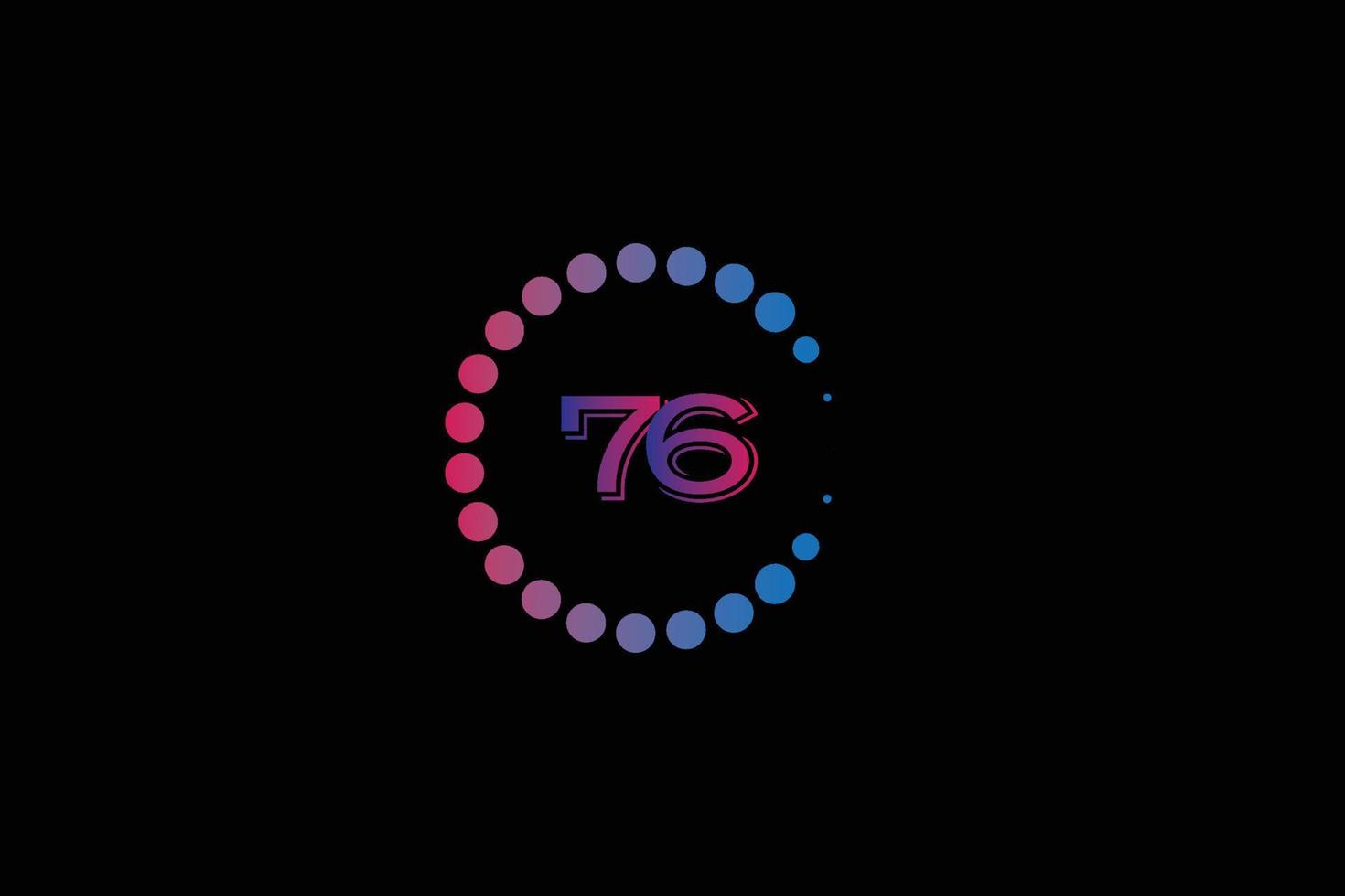 76 aantal en brief eerste logo ontwerp sjabloon vector illustratie.