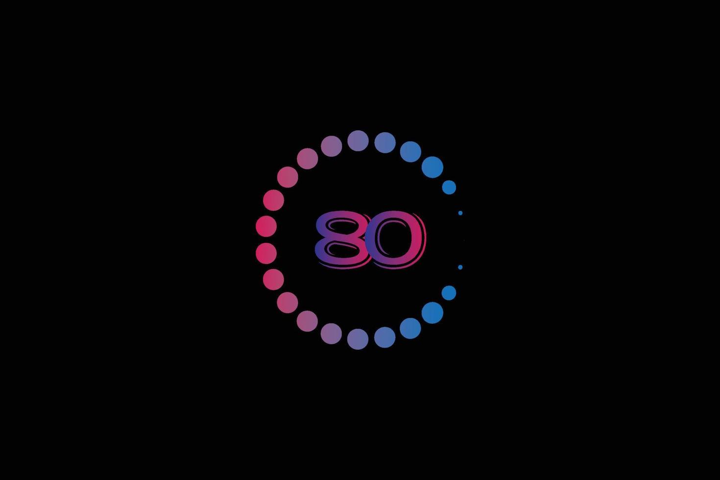 80 aantal en brief eerste logo ontwerp sjabloon vector illustratie.