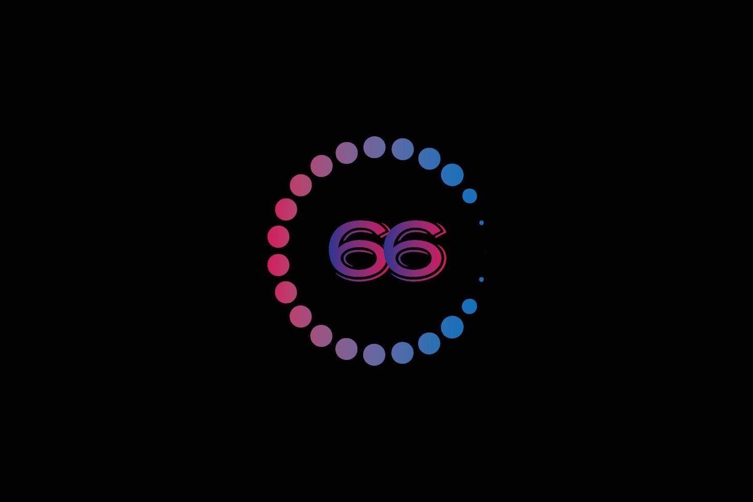 66 aantal en brief eerste logo ontwerp sjabloon vector illustratie.