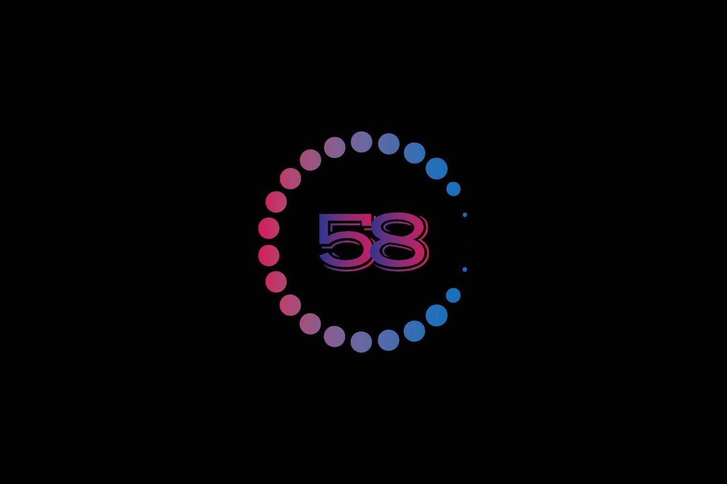 58 aantal en brief eerste logo ontwerp sjabloon vector illustratie.