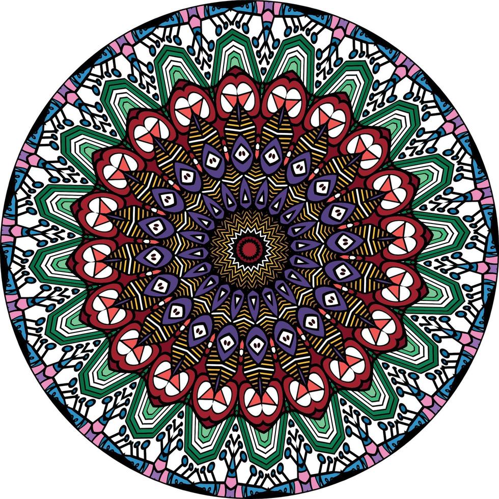 etnisch mandala met kleurrijk ornament. helder kleuren. vector