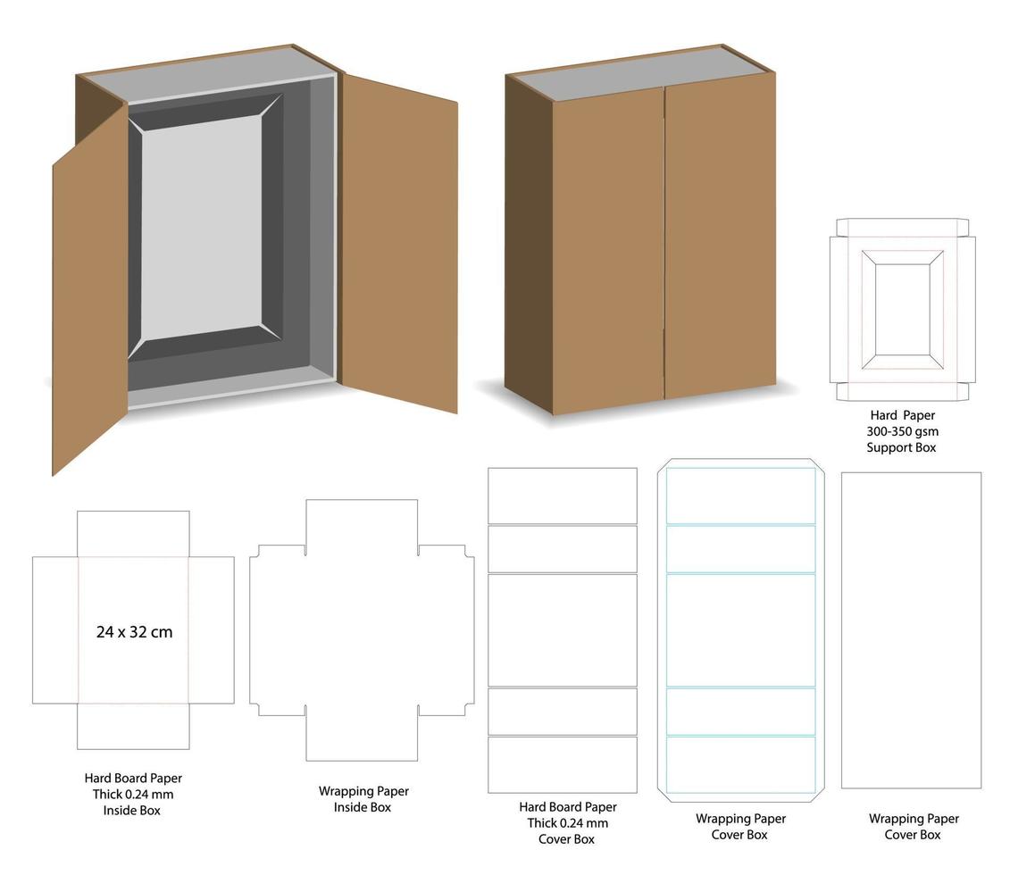 doos verpakking gestanst sjabloonontwerp. 3D-model vector