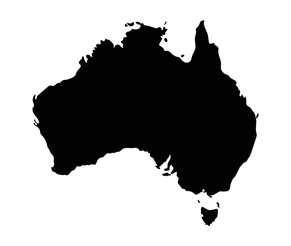 Australië kaart, zwart kleur vector