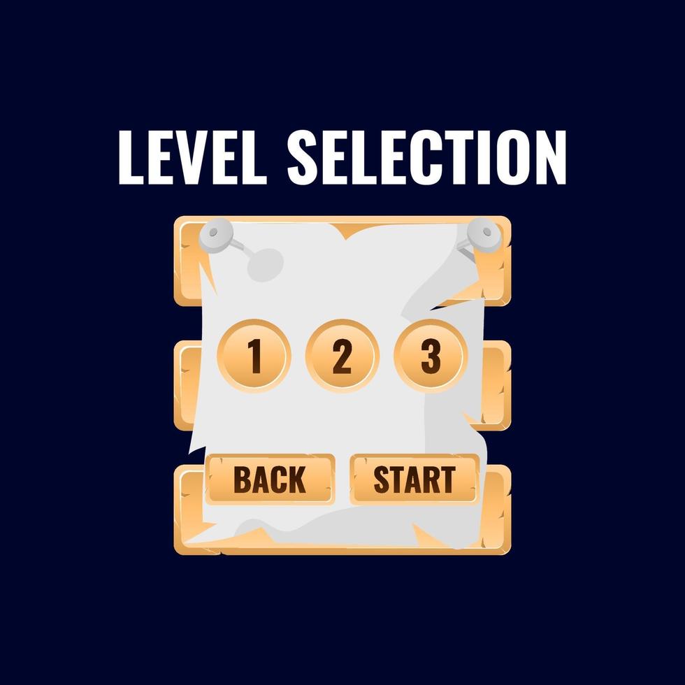 houten papier game ui level selectie interface set vector