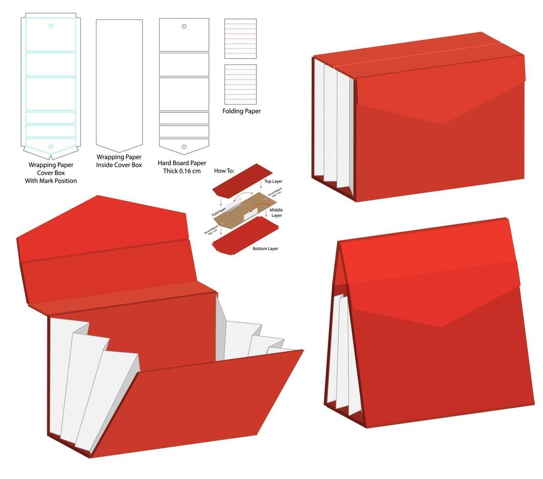 doos verpakking gestanst sjabloonontwerp. 3D-model vector