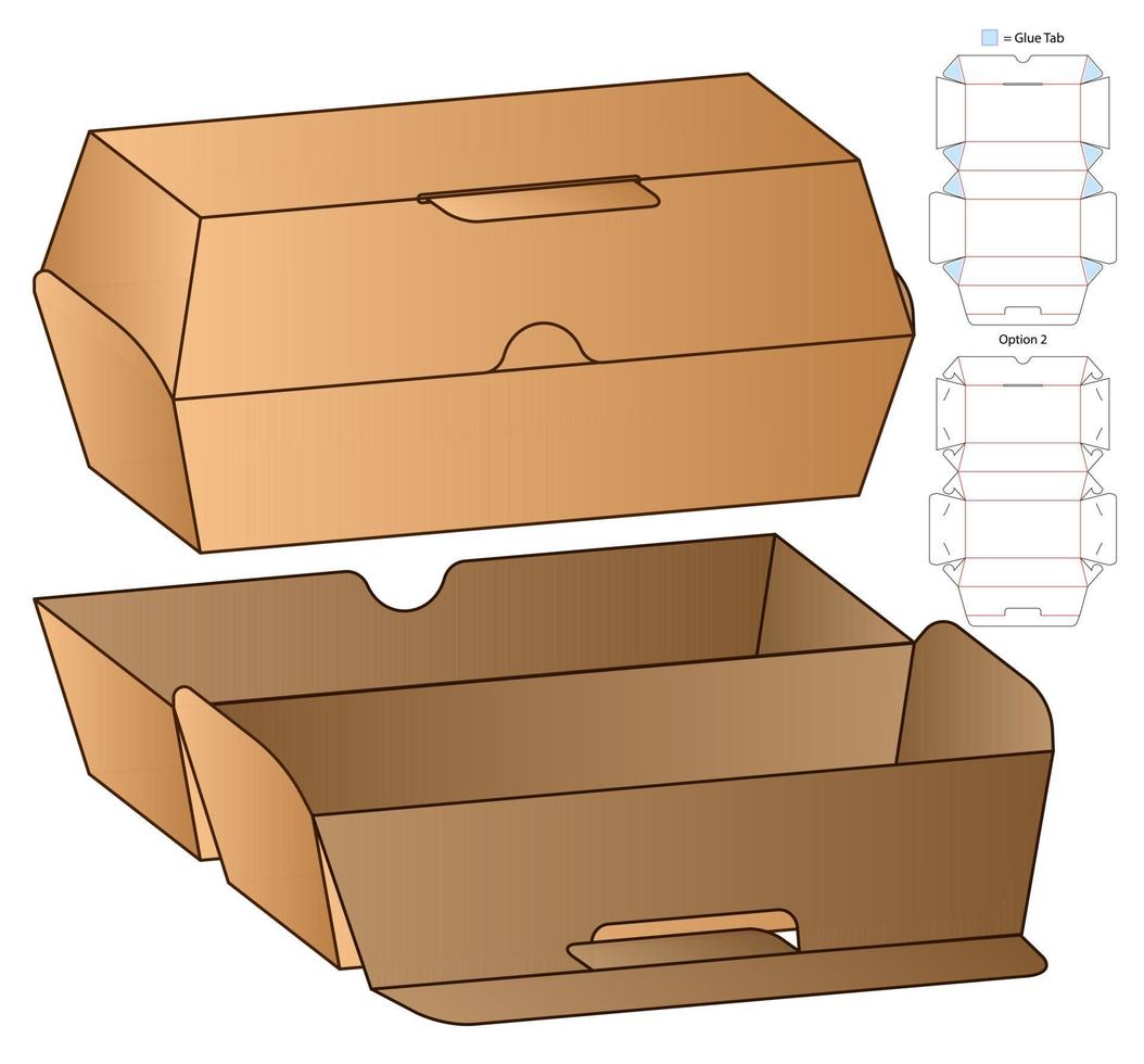 doos verpakking gestanst sjabloonontwerp. 3D-model vector