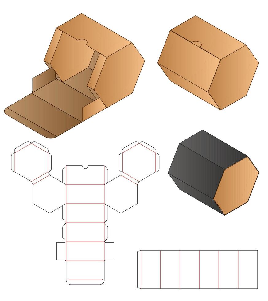 doos verpakking gestanst sjabloonontwerp. 3D-model vector