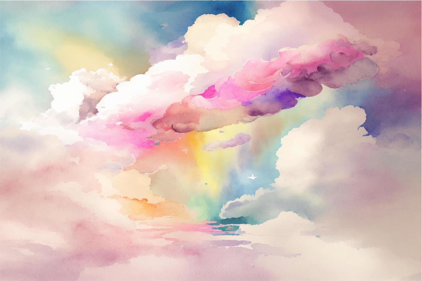 hand- geschilderd waterverf lucht wolk achtergrond met een pastel gekleurde vector