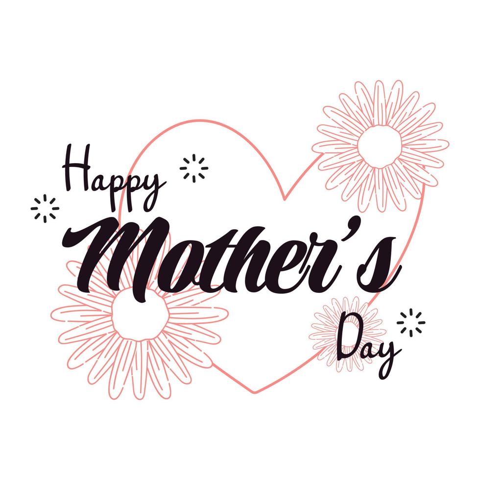 gelukkig moeders dag belettering. schoonschrift vector illustratie. moeder dag kaart met bloemen. vector illustratie geïsoleerd Aan wit.