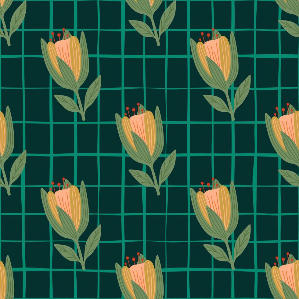 schattig tulp bloem naadloos patroon. wilde bloemen botanisch ontwerp. decoratief bloemen ornament behang. vector