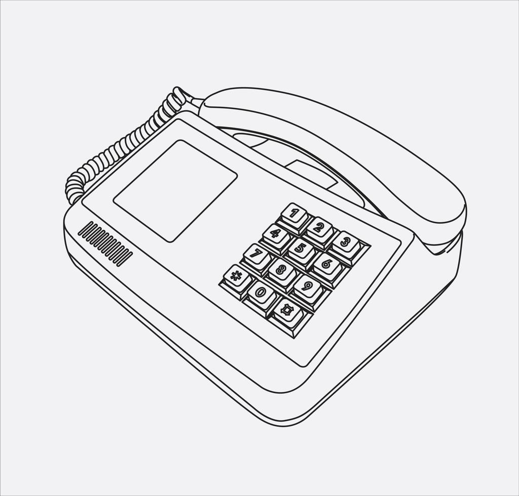 telefoon retro handdrow in vector