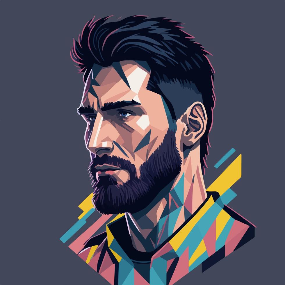 2d leoneel messi portret vector grafisch illustratie wpap stijl