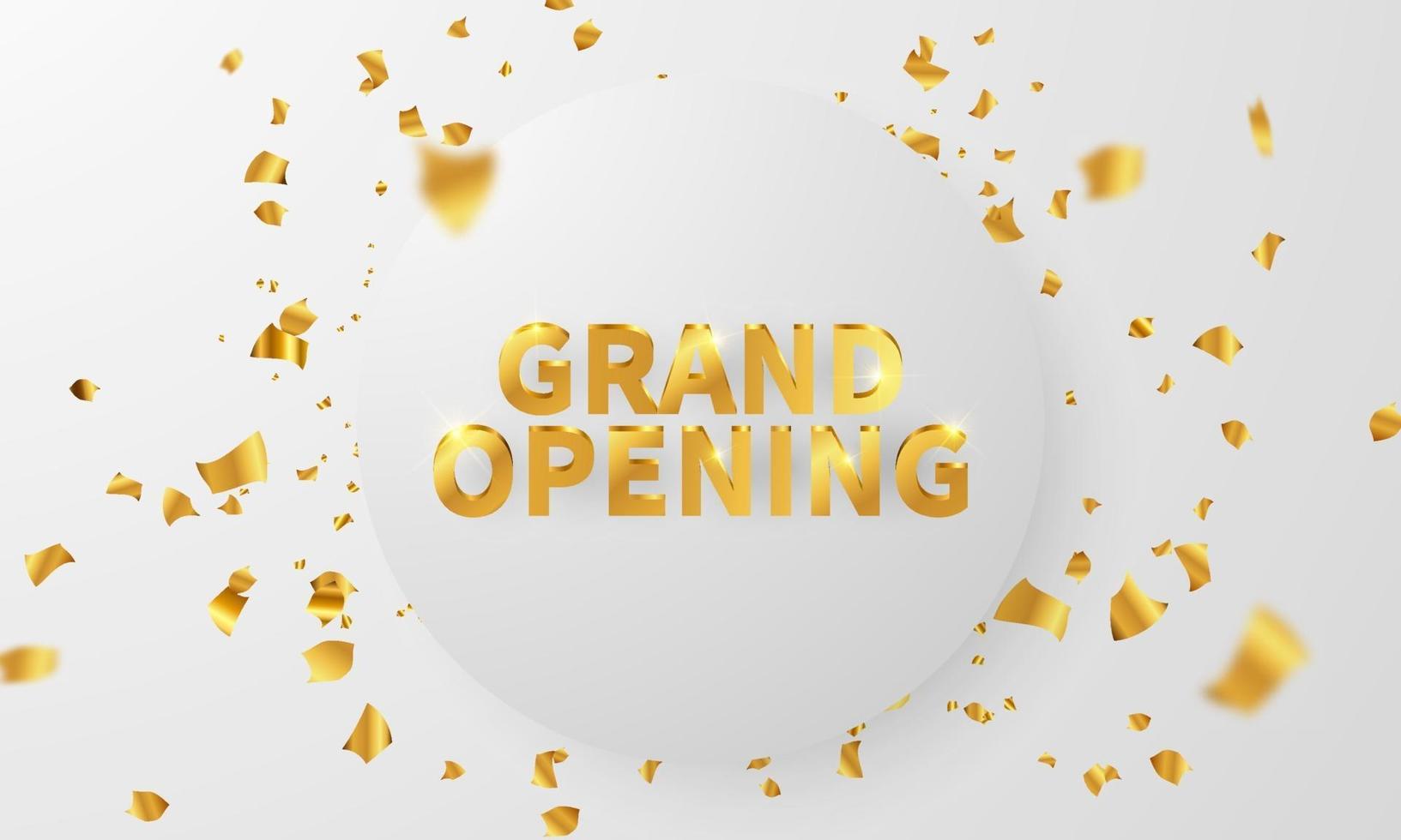 groots openingsevenementontwerp. confetti gouden linten. luxe groet rijke kaart. vector