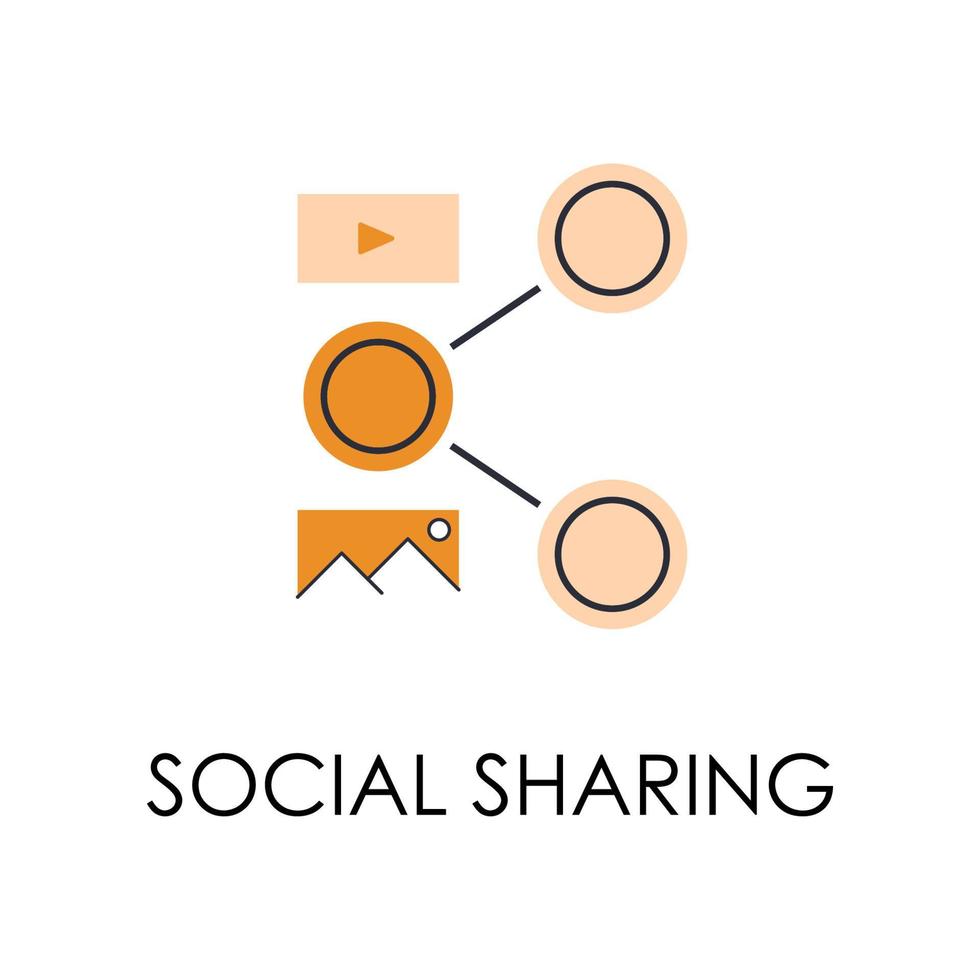 gekleurde sociaal sharing vector icoon illustratie