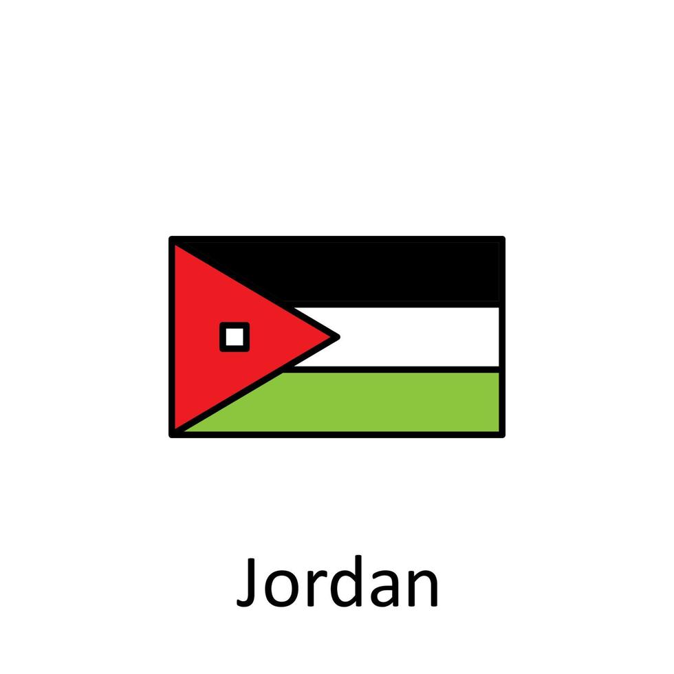 nationaal vlag van Jordanië in gemakkelijk kleuren met naam vector icoon illustratie