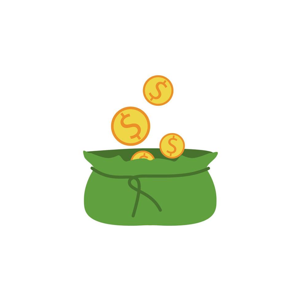 Open zak met geld gekleurde vector icoon illustratie