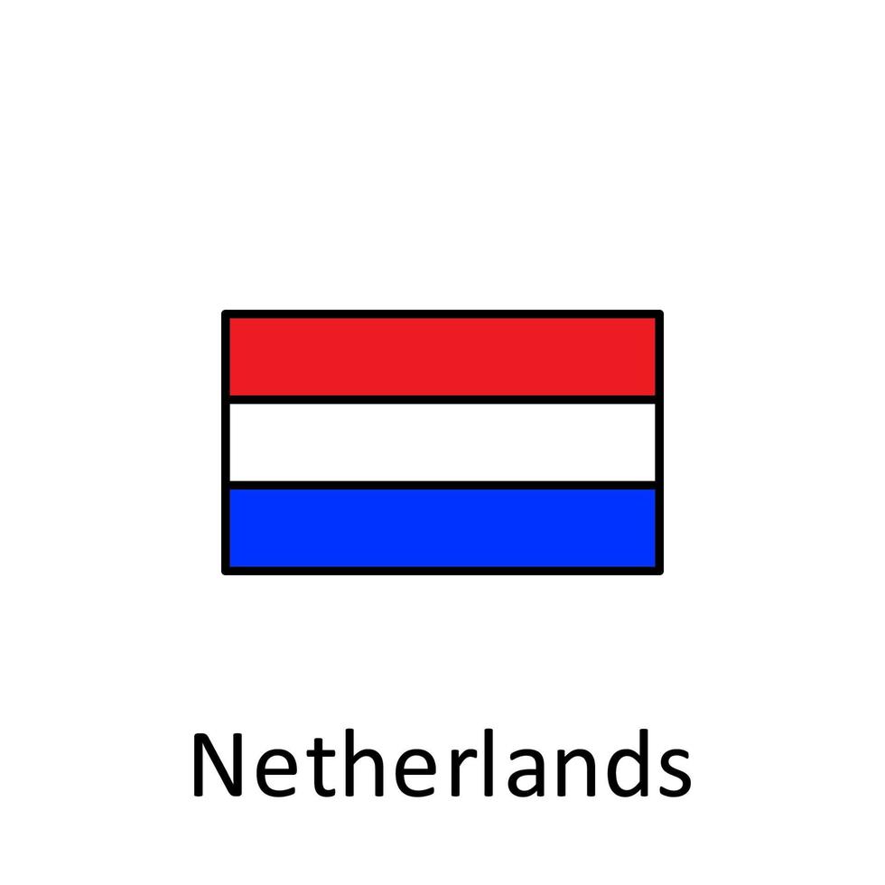 nationaal vlag van Nederland in gemakkelijk kleuren met naam vector icoon illustratie