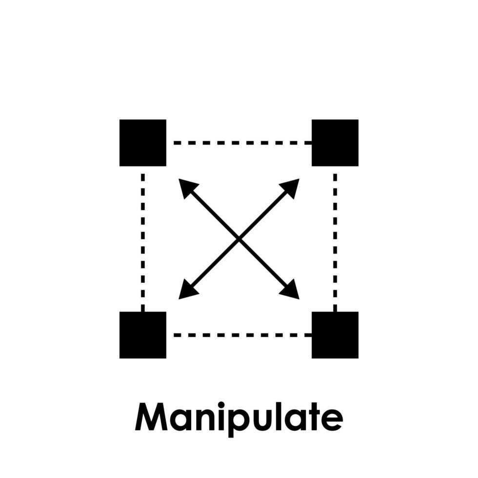 vierkant, pijl, manipuleren vector icoon illustratie