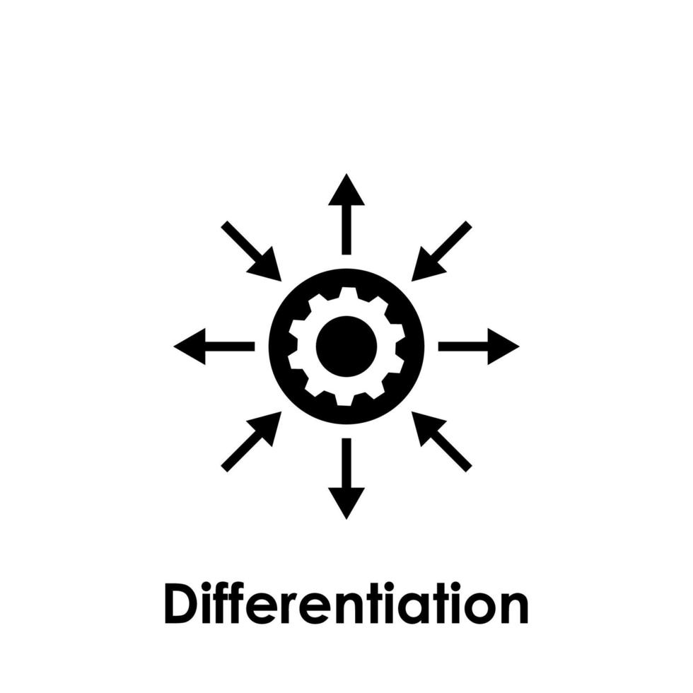 pijl, versnelling, instellingen, differentiatie vector icoon illustratie