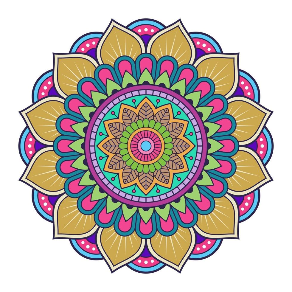 kleurrijk mandalaornament dat op witte achtergrond wordt geïsoleerd. vector