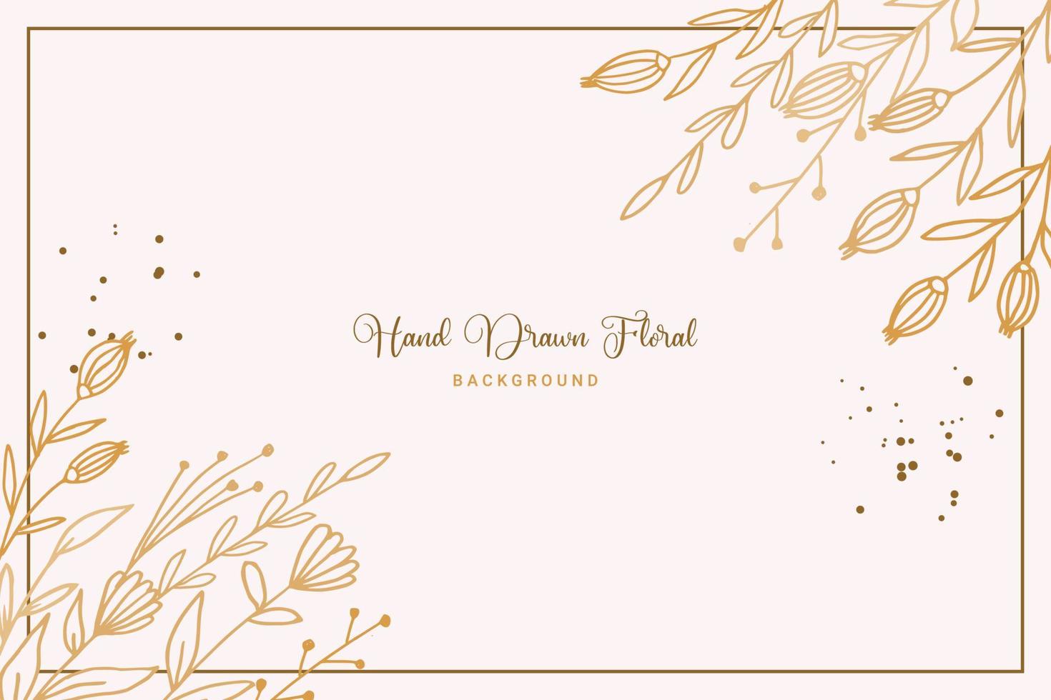 elegant gouden bloemen achtergrond met hand- getrokken bloemen en bladeren illustratie decoratie vector