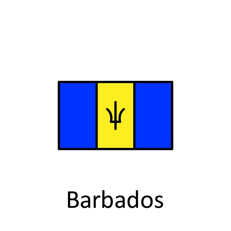 nationaal vlag van Barbados in gemakkelijk kleuren met naam vector icoon illustratie