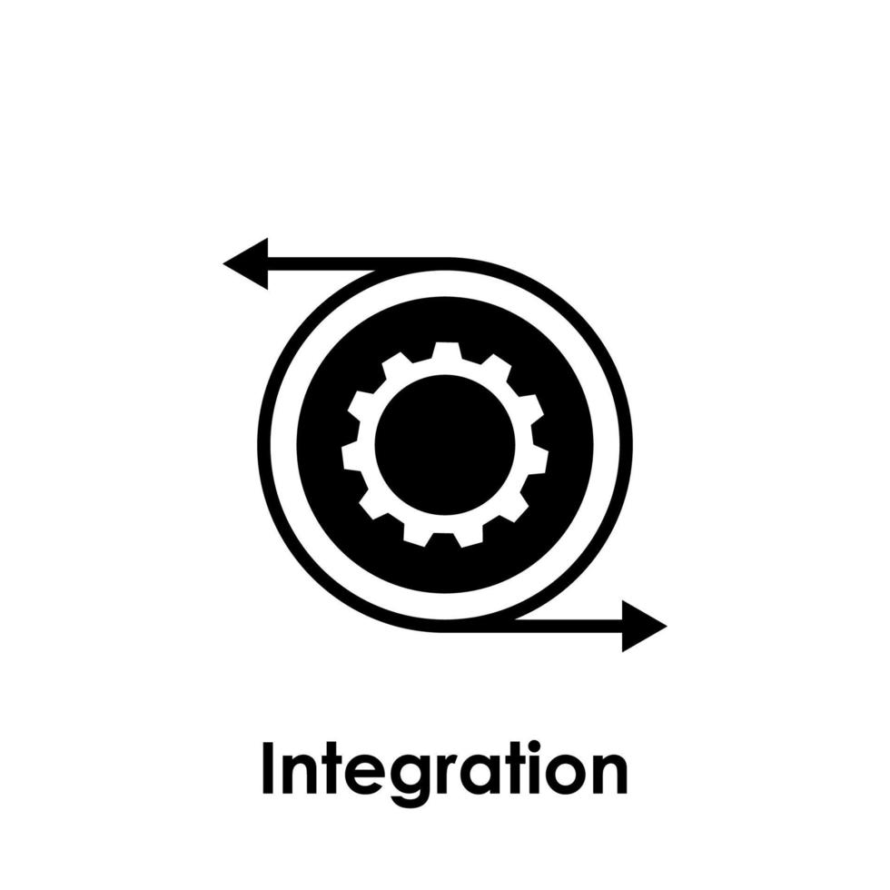 cirkel, versnelling, pijl, integratie vector icoon illustratie