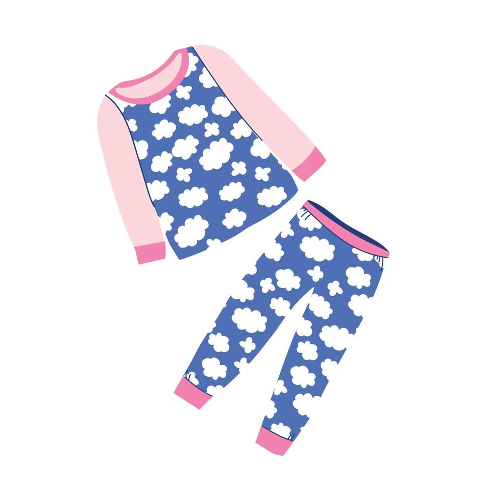 schattig pyjama- reeks voor meisjes. textiel nachtkleding voor kinderen. vector kleur illustratie geïsoleerd Aan wit achtergrond.