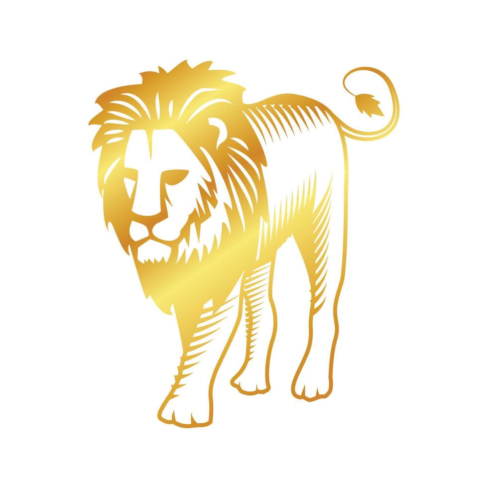 gouden leeuw vector illustratie, embleem ontwerp Aan wit achtergrond