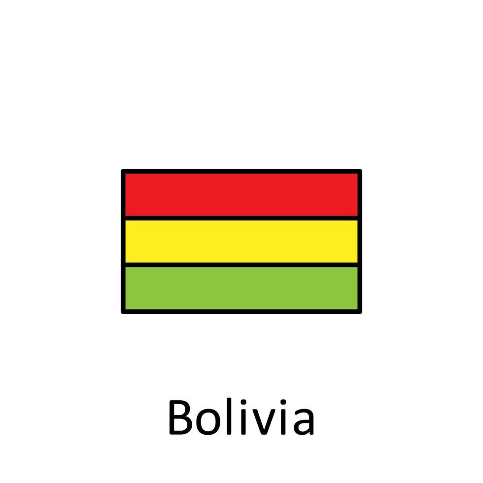 nationaal vlag van Bolivia in gemakkelijk kleuren met naam vector icoon illustratie