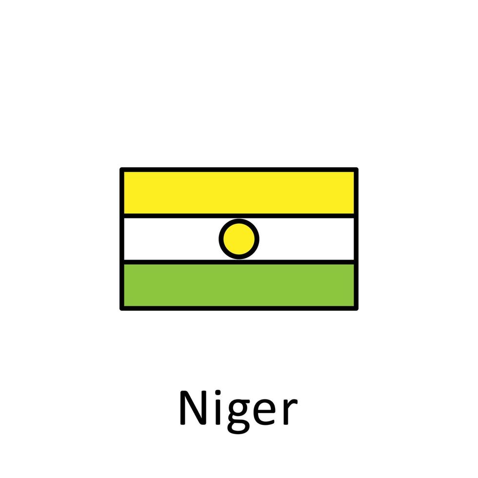 nationaal vlag van Niger in gemakkelijk kleuren met naam vector icoon illustratie