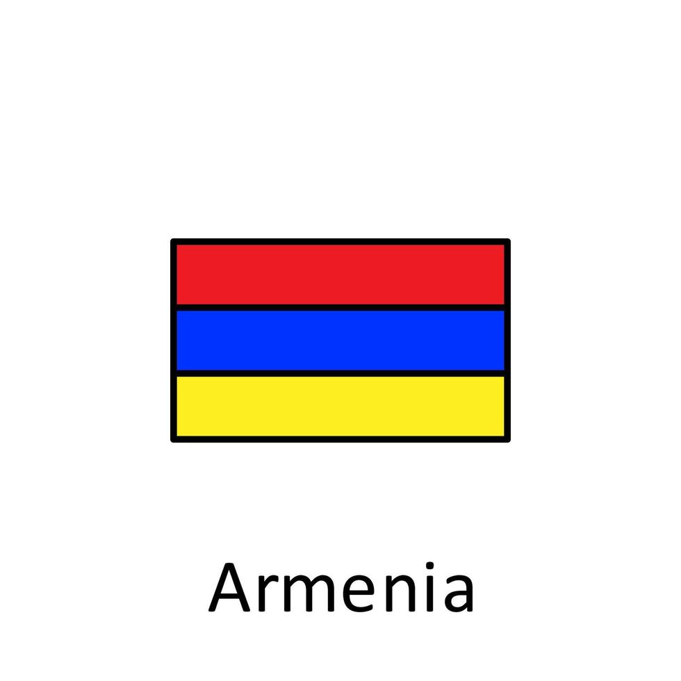 nationaal vlag van Armenië in gemakkelijk kleuren met naam vector icoon illustratie