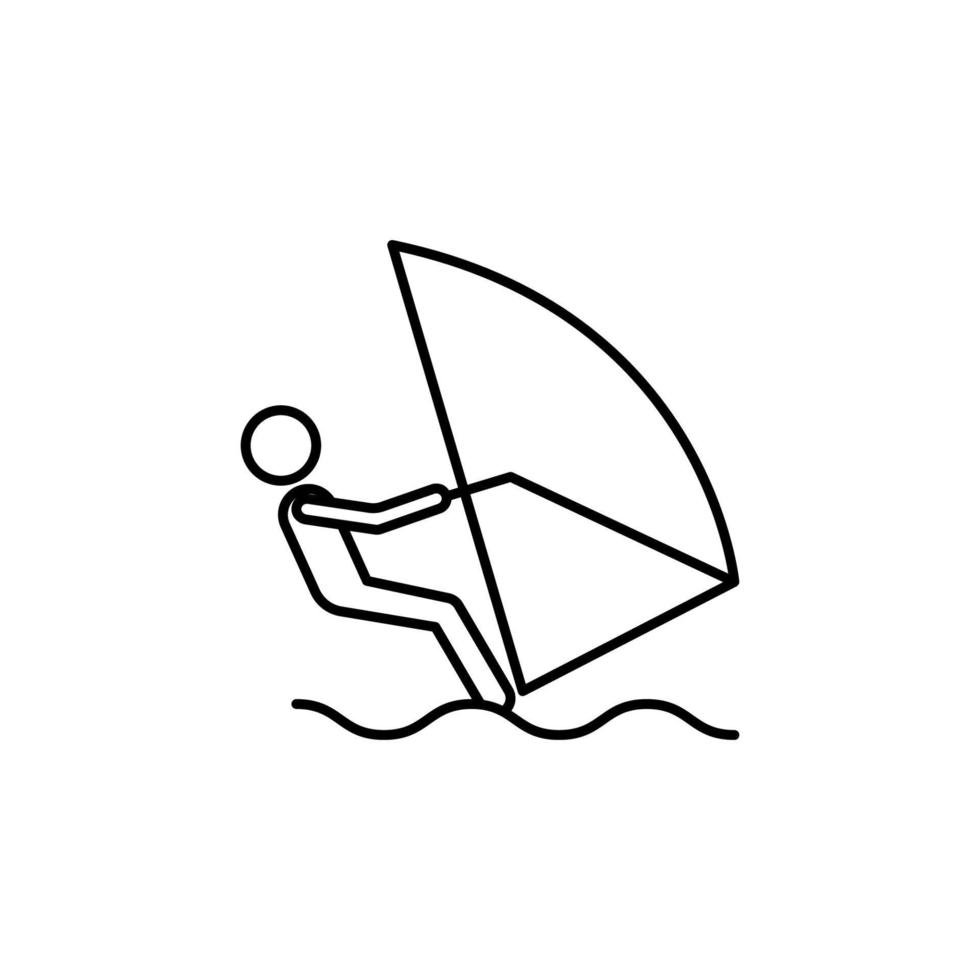 wind surfing teken vector icoon illustratie