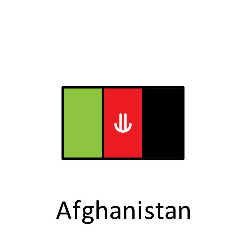 nationaal vlag van afghanistan in gemakkelijk kleuren met naam vector icoon illustratie