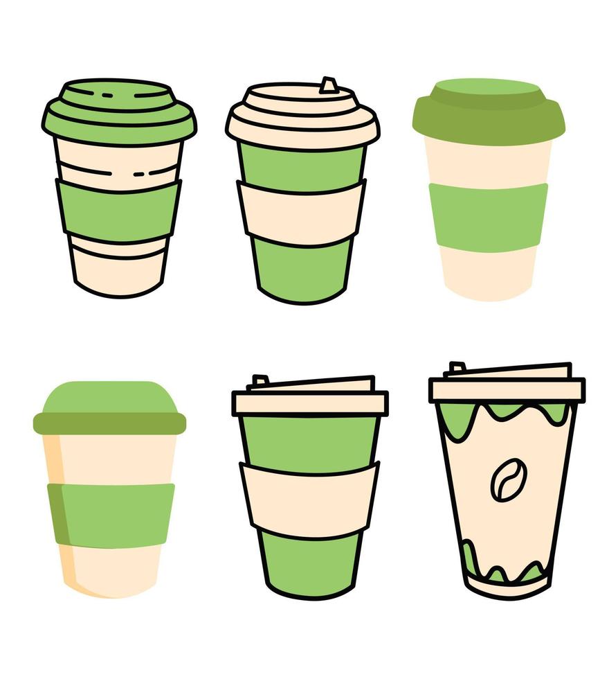 heerlijk koffie papier kop icoon. groen kleur.drank vector illustratie ontwerp
