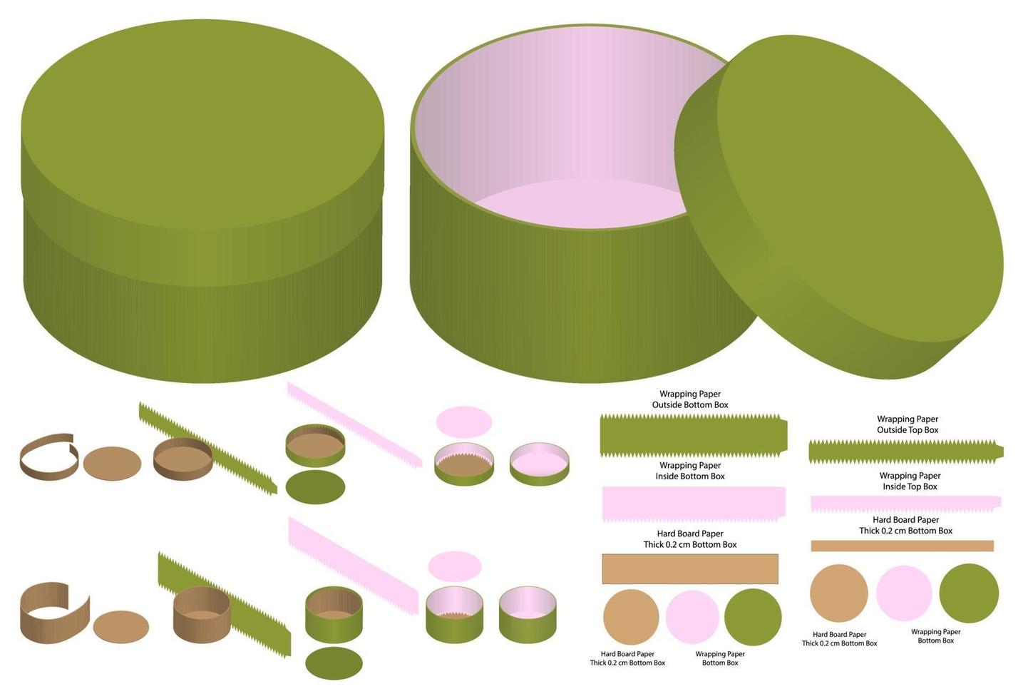 doos verpakking gestanst sjabloonontwerp. 3D-model vector