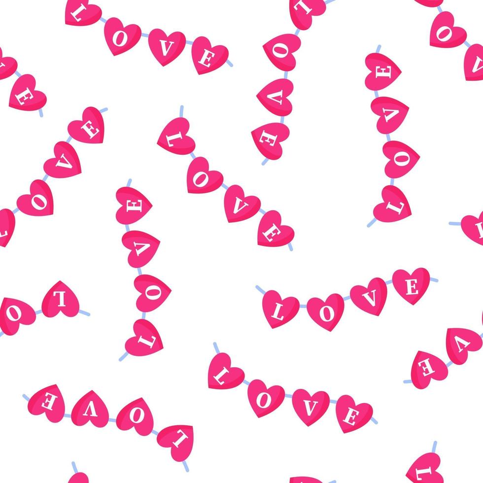 naadloze patroon van slinger van harten met de inscriptie voor de bruiloft of Valentijnsdag. vector