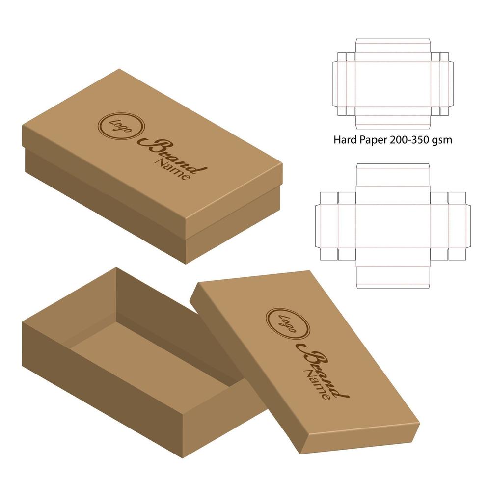 doos verpakking gestanst sjabloonontwerp. 3D-model vector