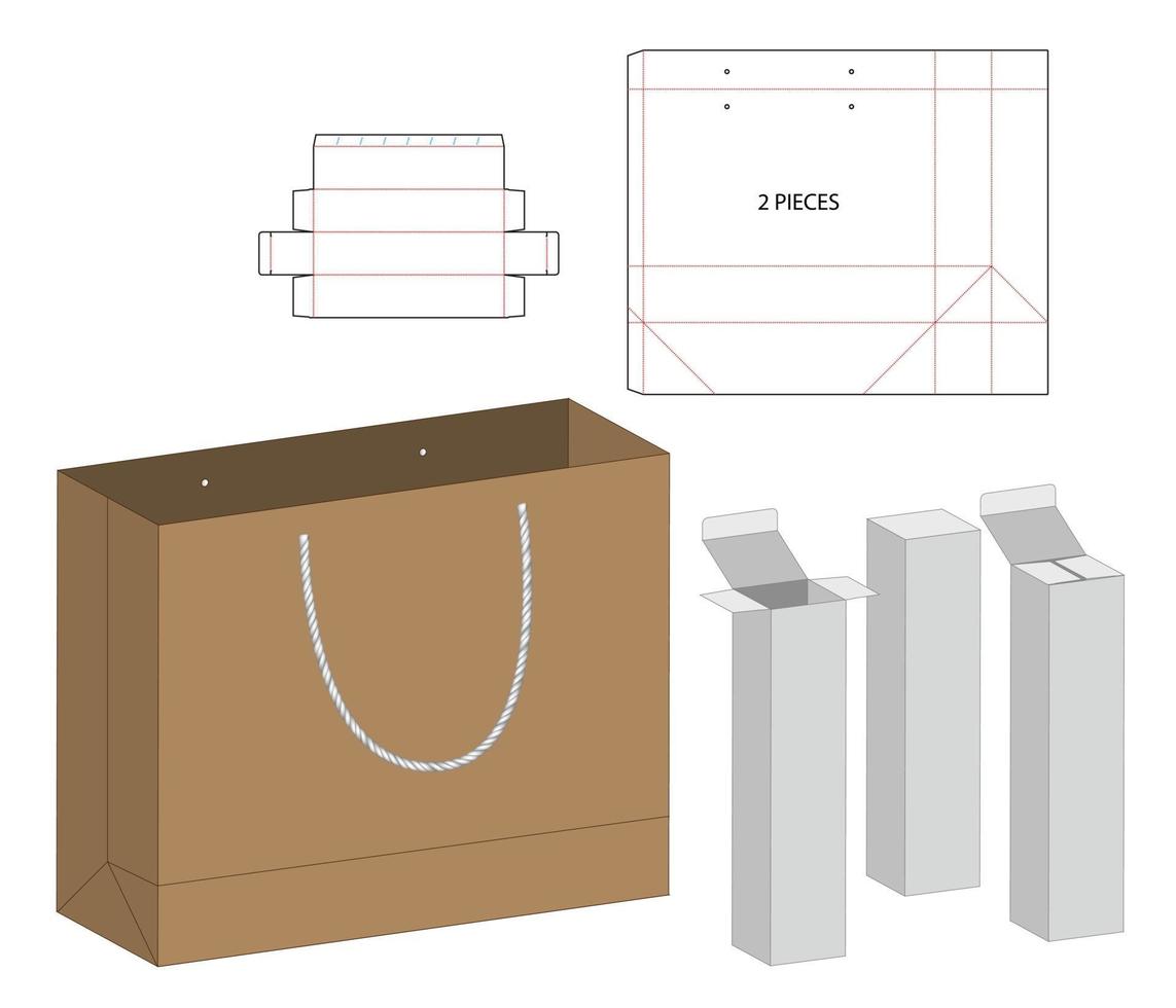 doos verpakking gestanst sjabloonontwerp. 3D-model vector